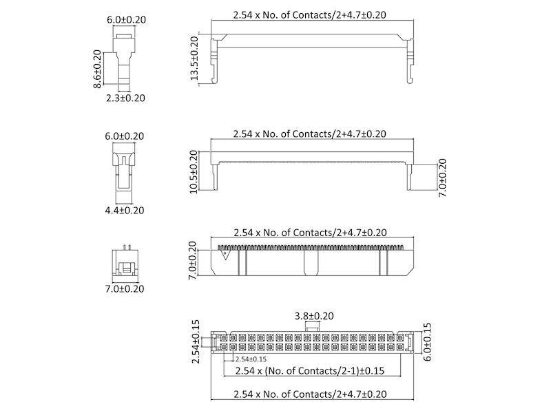 econ connect DIN 41651 Pfostenverbinder 16 polig grau Rastermaß 2,54 mm