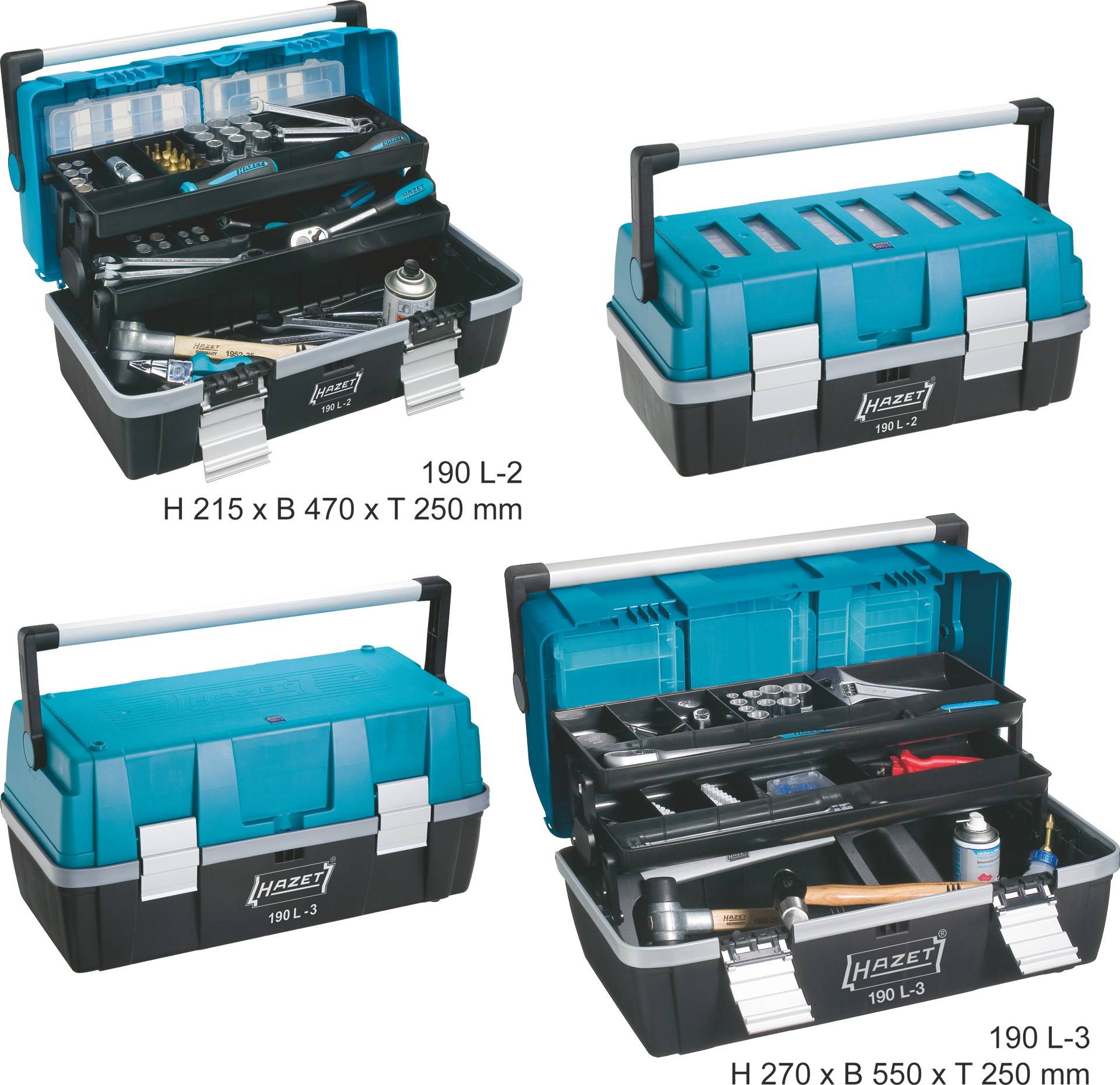 Hazet 190L-3 Werkzeugkasten unbestückt Kunststoff Schwarz, Blau, Silber