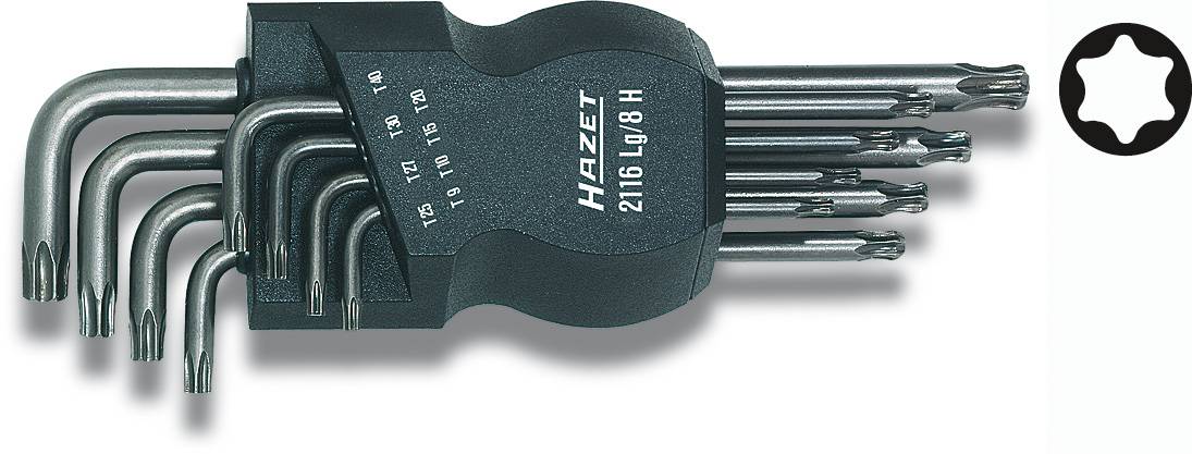 Hazet Innen-TORX Winkelschraubendreher-Set T 9, T 10, T 15, T 20, T 25, T 27, T 30, T 40 8teilig