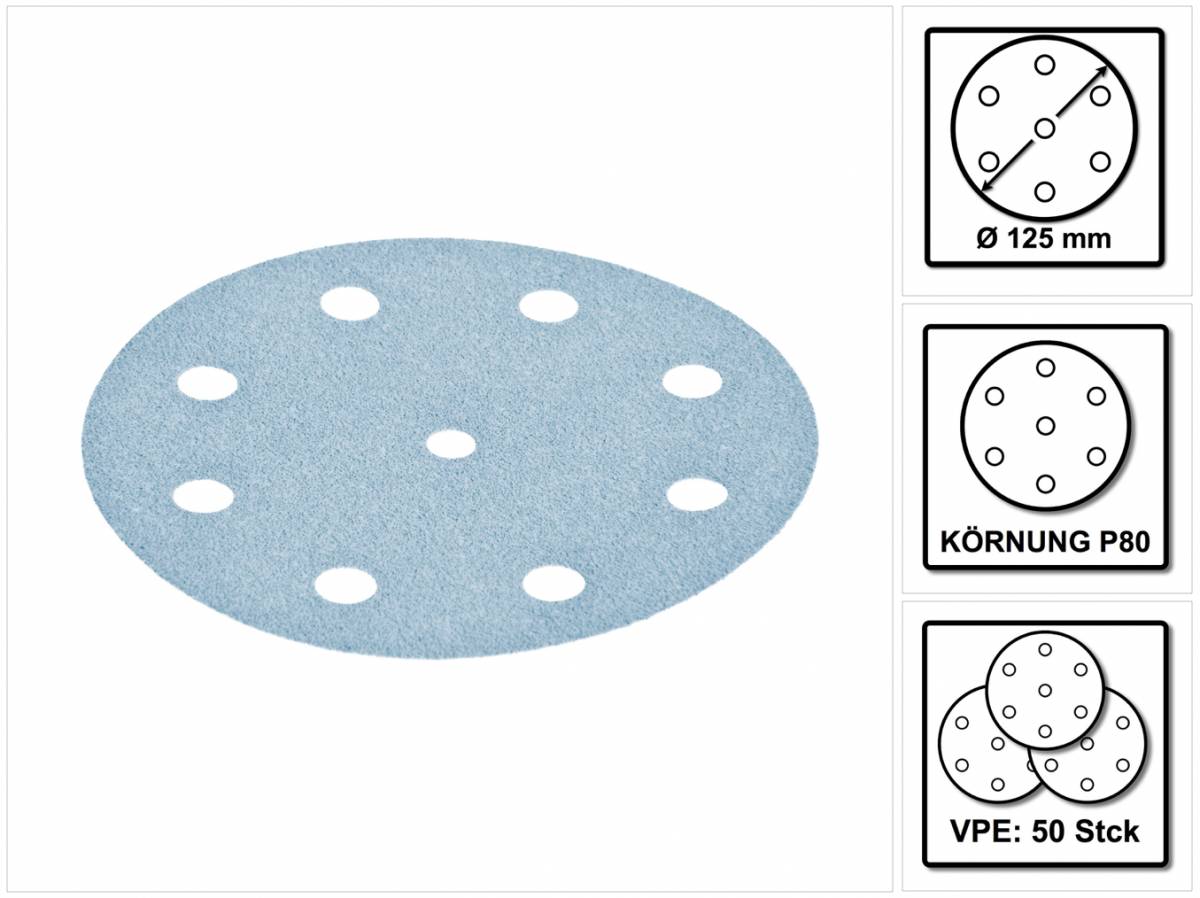 Schleifscheibe STF D125/8 P80 GR/50 Granat, FESTOOL powered by UPR