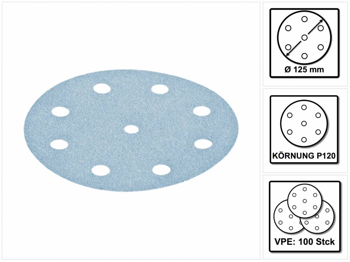 Schleifscheibe STF D125/8 P120 GR/100 Granat, FESTOOL powered by UPR