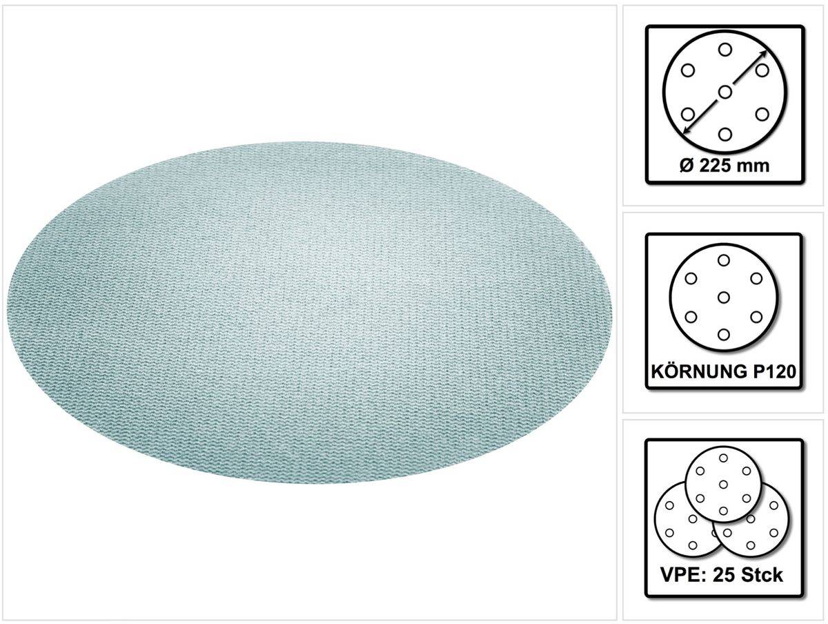 Netzschleifmittel STF D225 P120 GR NET/25 Granat Net, FESTOOL powered by UPR