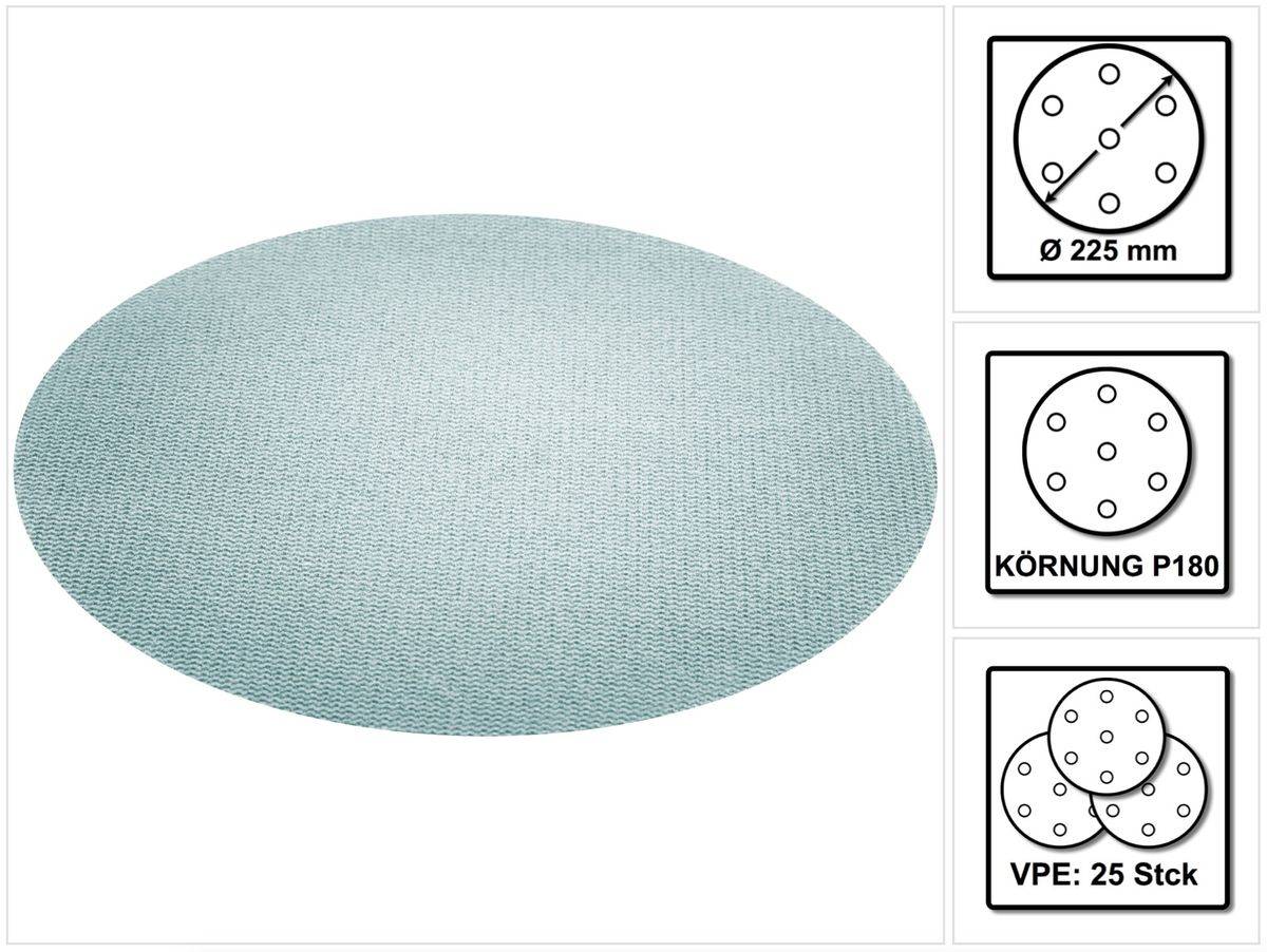 Festool NetzschleifmittelSTF D225 P180 Granat Net/25 225 mm / 25 Stk. ( 203316 )