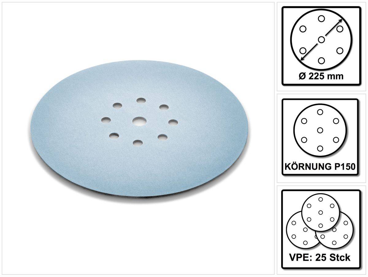 Festool Schleifscheiben STF D225 P150 GR S Granat Soft 25 Stk. ( 204224 )