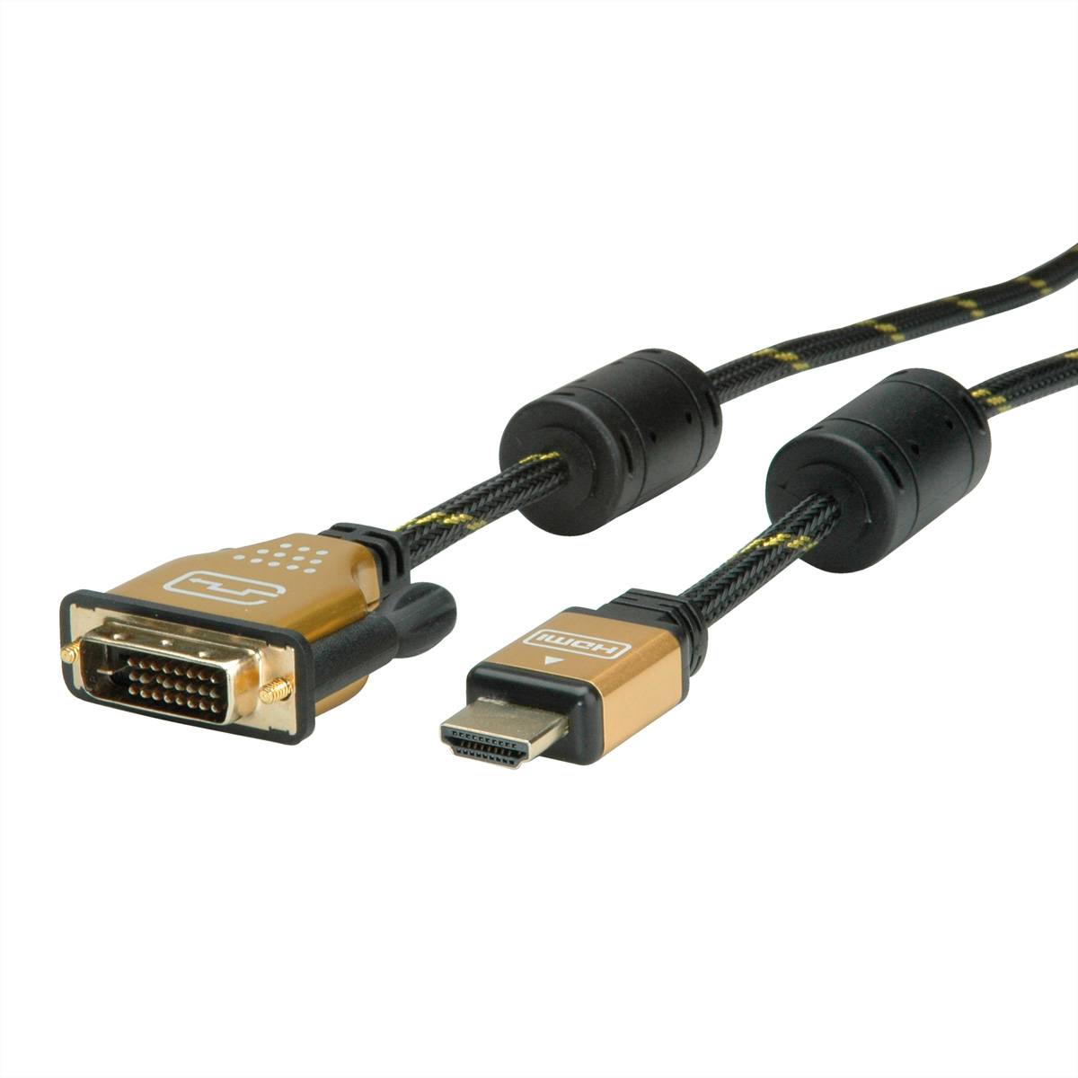 ROLINE GOLD Monitorkabel DVI (24+1) - HDMI, ST/ST, 2 m Adapter / Konverter