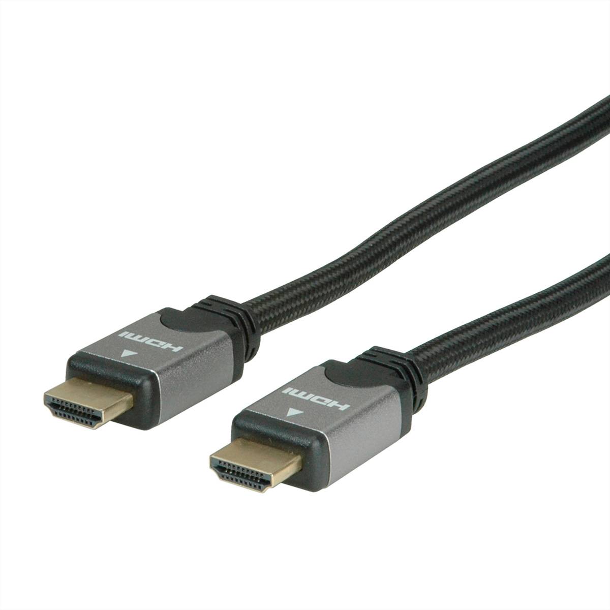ROLINE HDMI High Speed Kabel mit Ethernet, ST-ST, schwarz / silber, 10 m