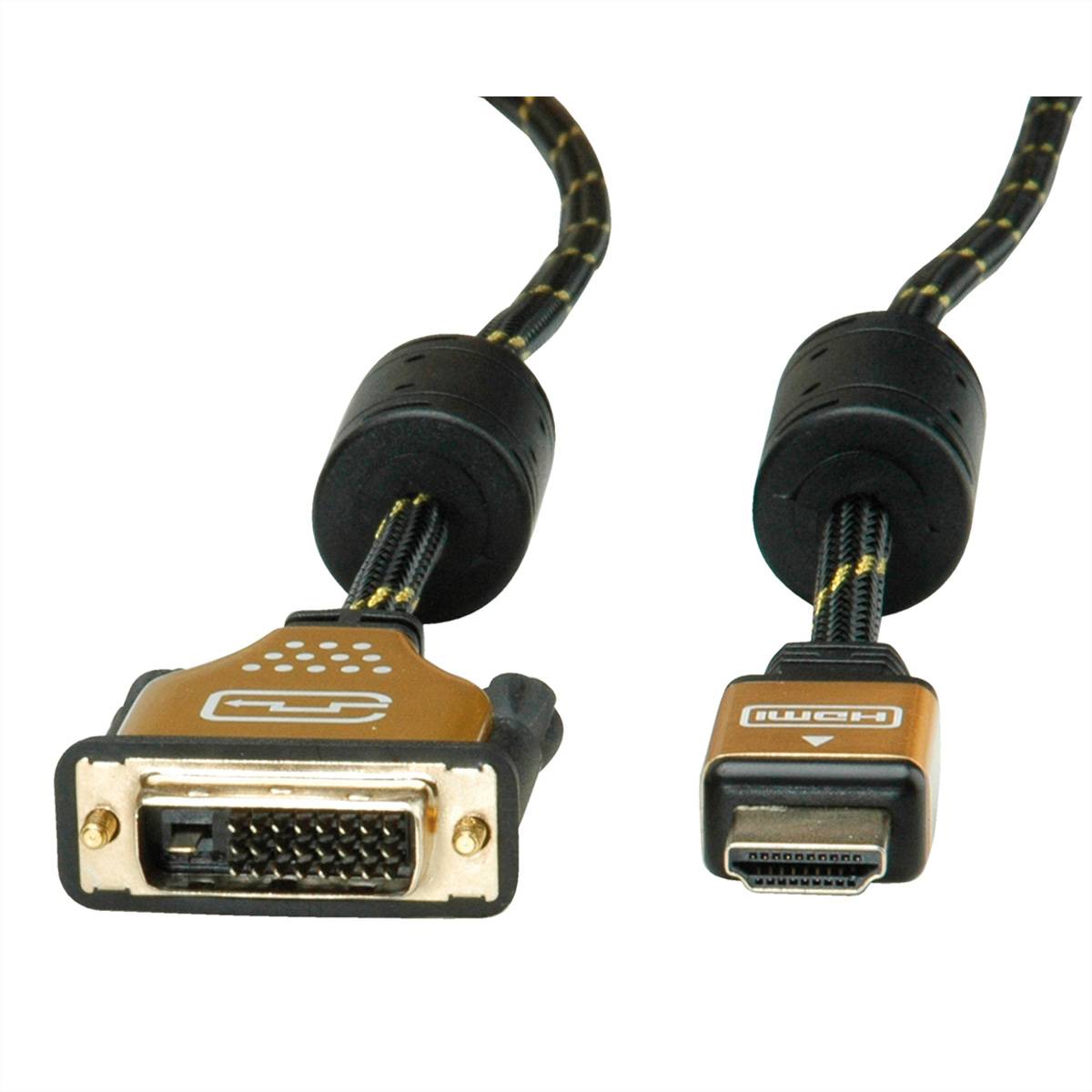 ROLINE GOLD Monitorkabel DVI (24+1) - HDMI, ST/ST, 2 m Adapter / Konverter