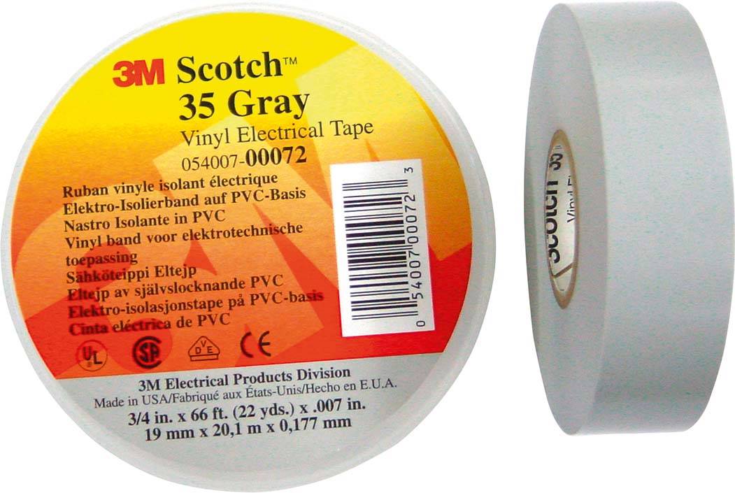 3M Deutschland PVC Elektro-Isolierband 19 mm x 20 m, grau Scotch 35 19x20 gr
