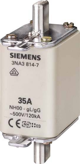 NH00-Sicherungseinsatz 35A 3NA38147 GL/GG 500VAC 250VDC mit Stirnmelder