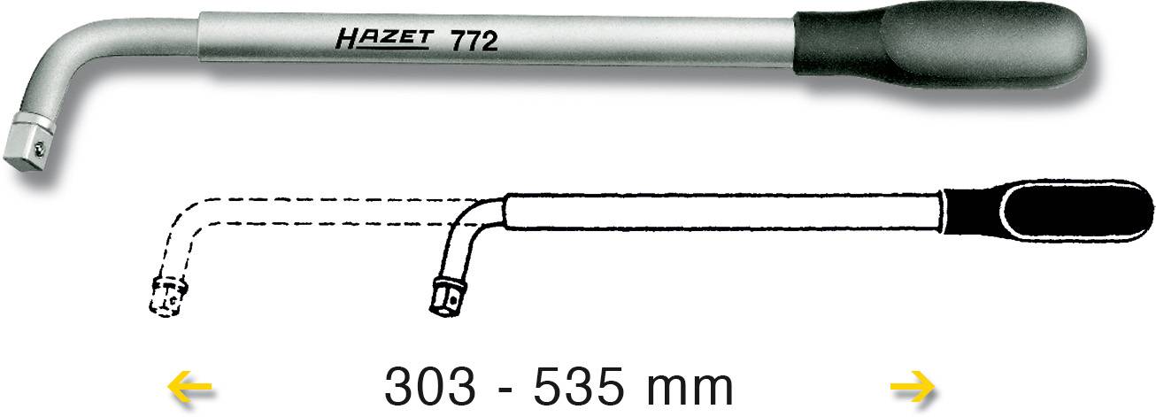 HAZET Radmuttern-Schlüssel 772 ausziehbar Vierkant massiv 12,5mm