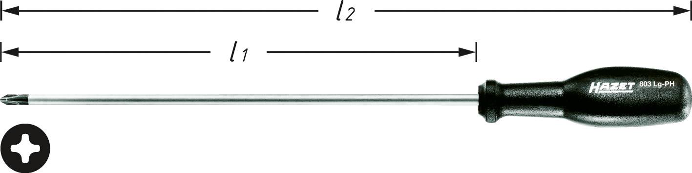 Hazet 803LG-PH1 Werkstatt Kreuzschlitz-Schraubendreher PH 1 Klingenlänge: 250 mm