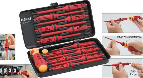 Hazet 804VDE/14 VDE Bit Set 14-Piece 1000V Safe Non-Slip Grip