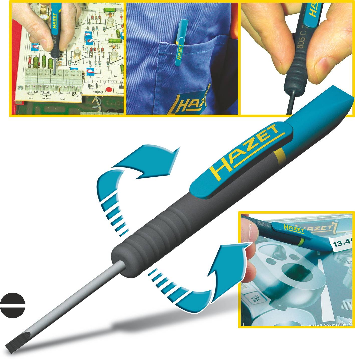 Hazet 805C-25 Clip-Schraubendreher, Schlitzschrauben