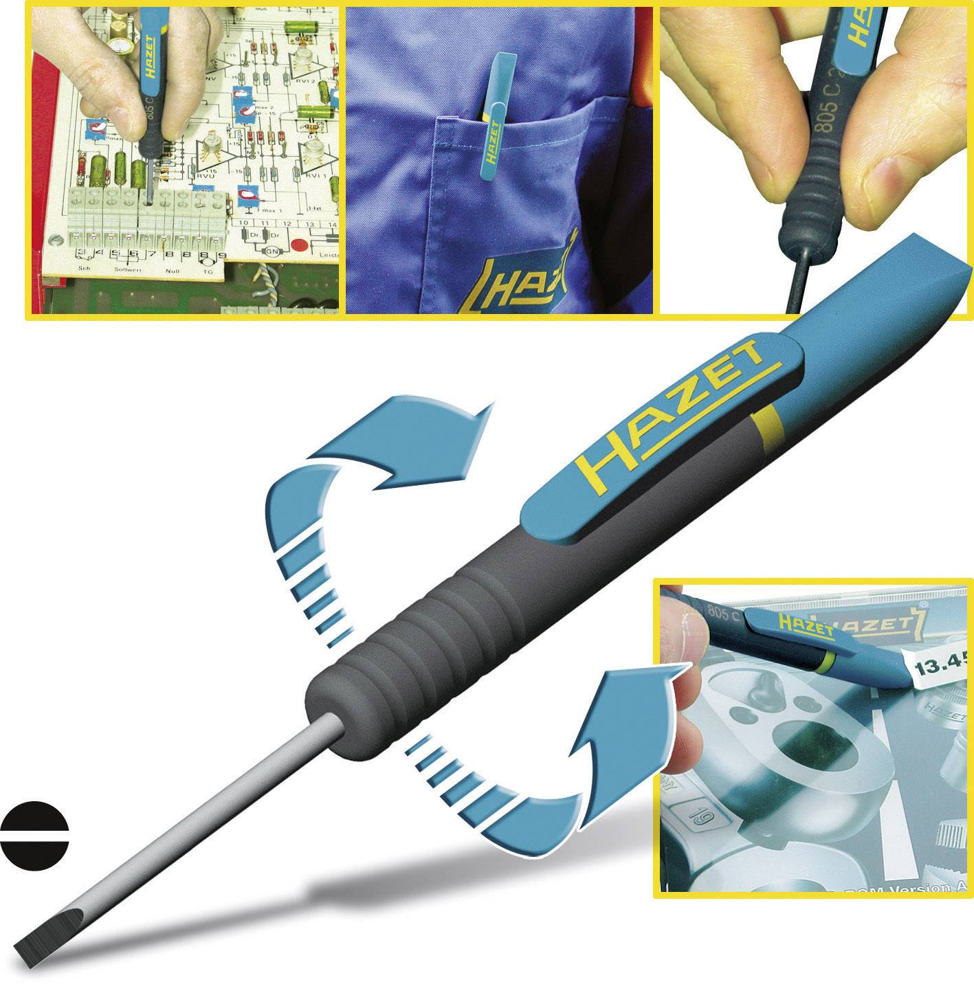 Hazet 805C-25 Clip-Schraubendreher, Schlitzschrauben