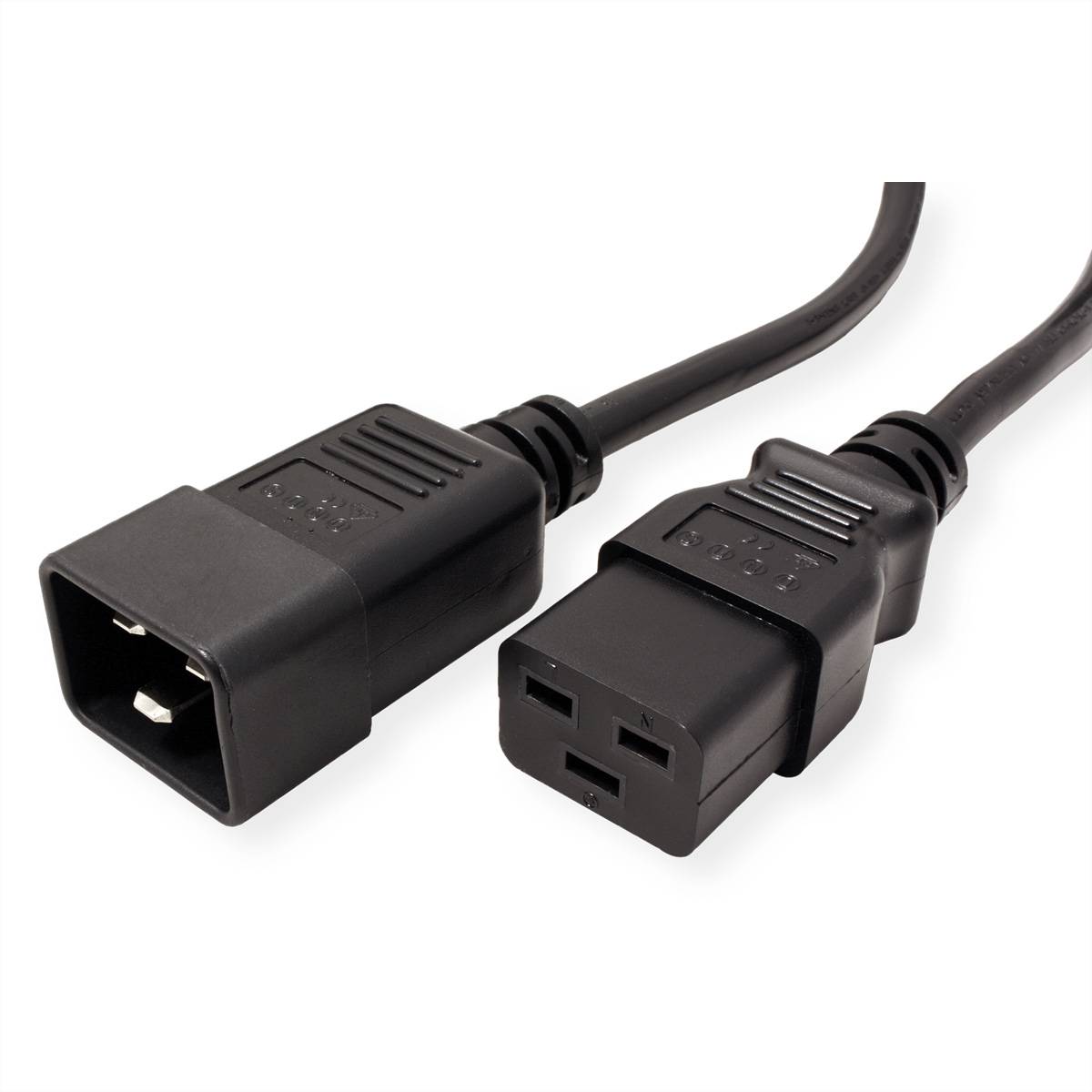 ROLINE Netzkabel Stecker C20 - Buchse C19, schwarz, 3 m