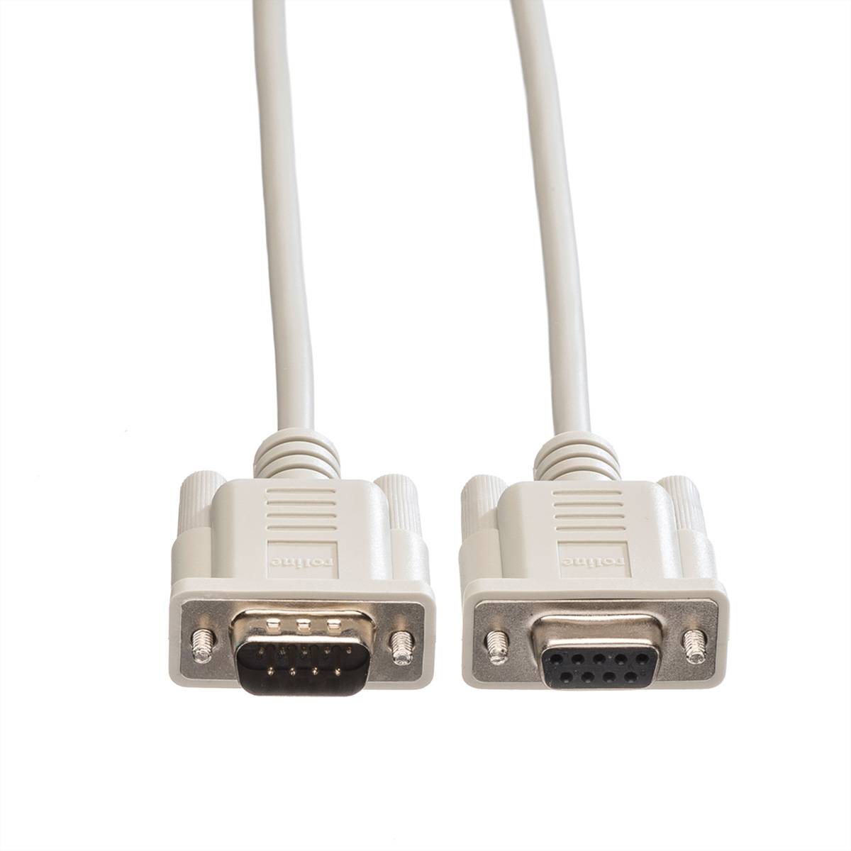 Roline Seriell Anschlusskabel [1x D-SUB-Stecker 9pol. - 1x D-SUB-Buchse 9pol.] 10.00m Grau