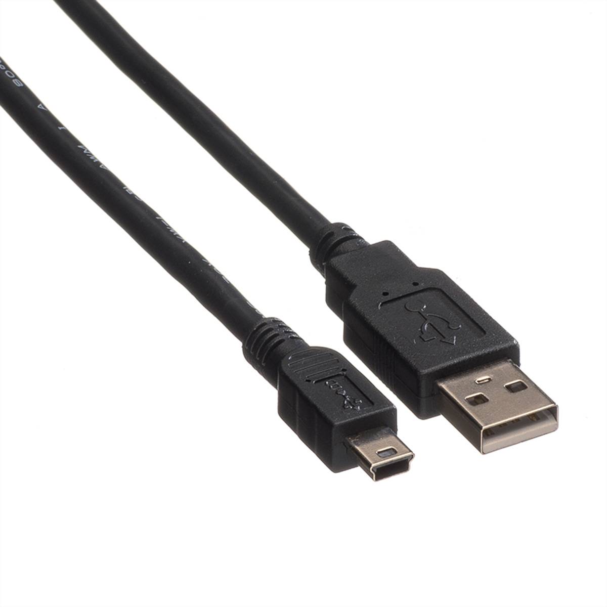 ROLINE USB 2.0 Kabel, Typ A - 5-Pin Mini, schwarz, 3 m
