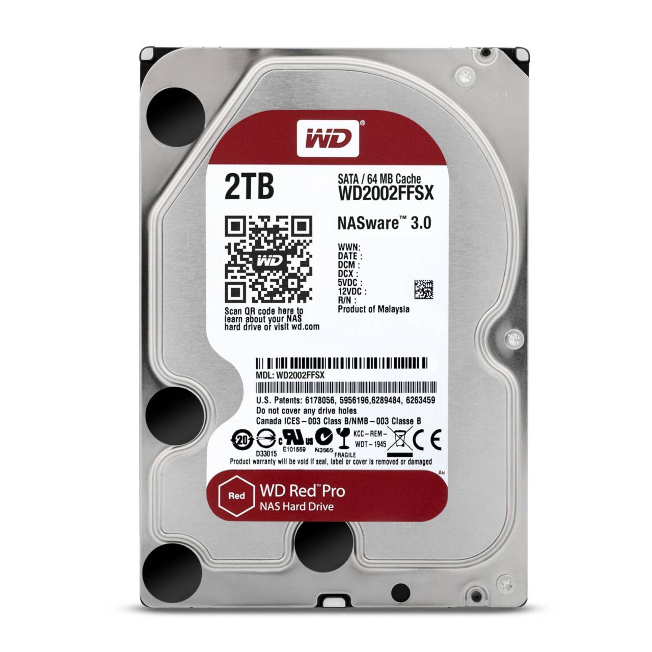 WD Red Pro WD2002FFSX - Festplatte - 2 TB - intern - 3.5 (8.9 cm) - SATA 6Gb/s