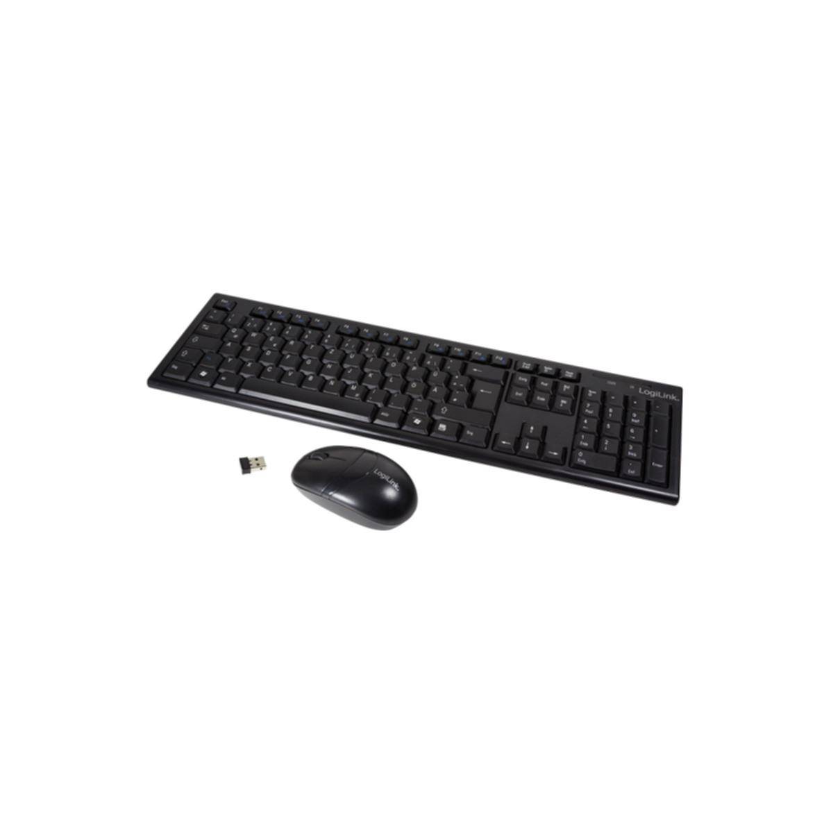 LogiLink ID0104 Funk Tastatur, Maus-Set Deutsch, QWERTZ Schwarz