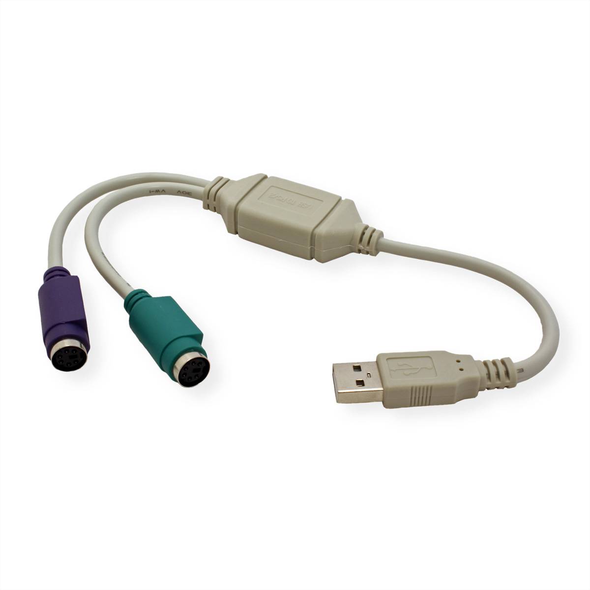 Value USB 2.0 Adapterkabel [1x USB 2.0 Stecker A - 2x PS/2-Buchse] 0.30m