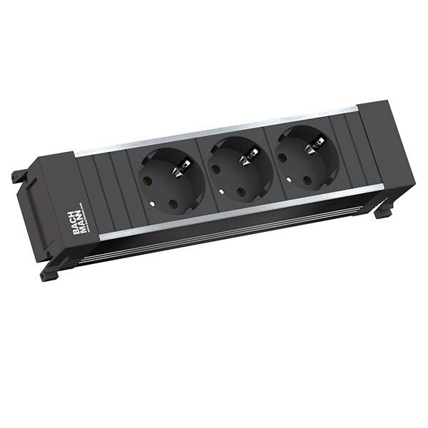 Bachmann 916.1192 Steckdosenleiste ohne Schalter Aluminium, Schwarz Schutzkontakt