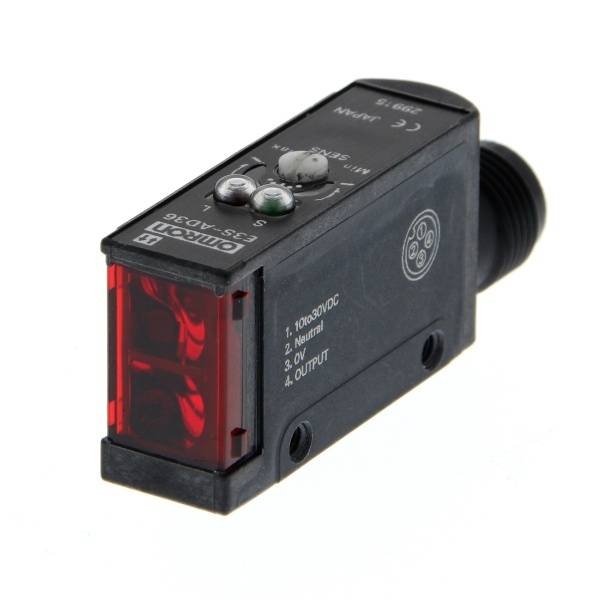 Omron E3S Kubisch Optischer Sensor, Diffus, Bereich 200 mm, PNP Ausgang, M12 Steckverbinder