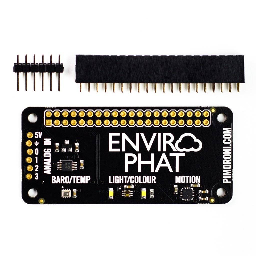 Pimoroni Enviro pHAT Sensor Shield ADS1015 ADC LSM303D Accelerometer BMP280 TCS3472