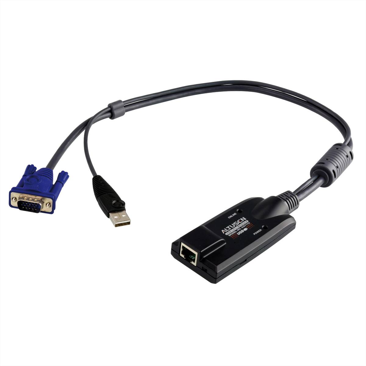 ATEN KVM Adapter [1x VGA-Stecker, USB 2.0 Stecker A - 1x RJ45-Buchse] 0.20 m Schwarz