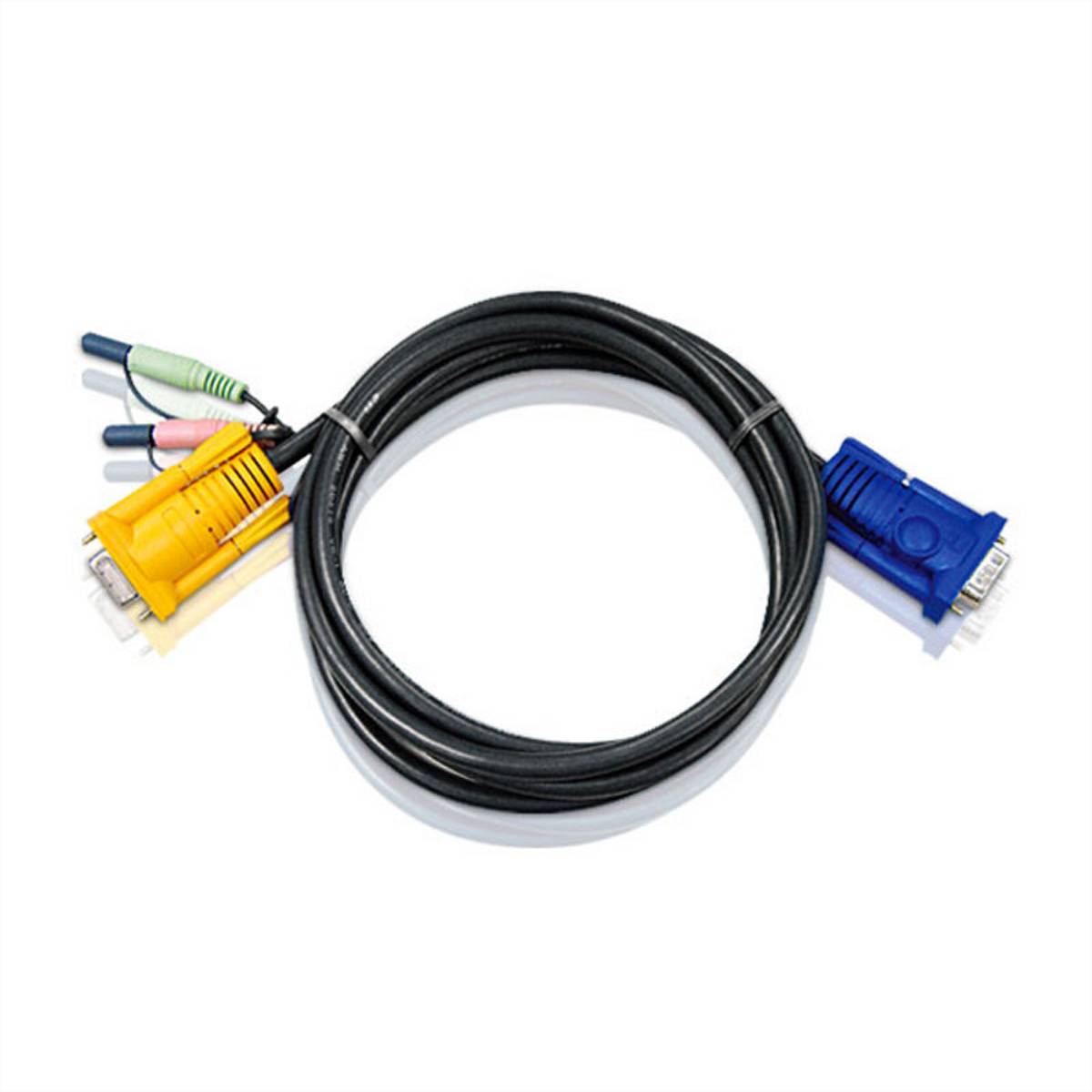 ATEN KVM Anschlusskabel [1x VGA-Stecker, Klinkenstecker 3.5 mm - 1x VGA-Buchse, Klinkenstecker 3.5 mm] 3.00 m Schwarz