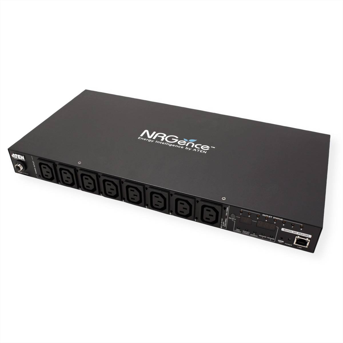 ATEN PE8108G IP-Fernschaltsteckdose, 8 Port, 1HE, 8xC13, 10A, Einzel-P.-Messung