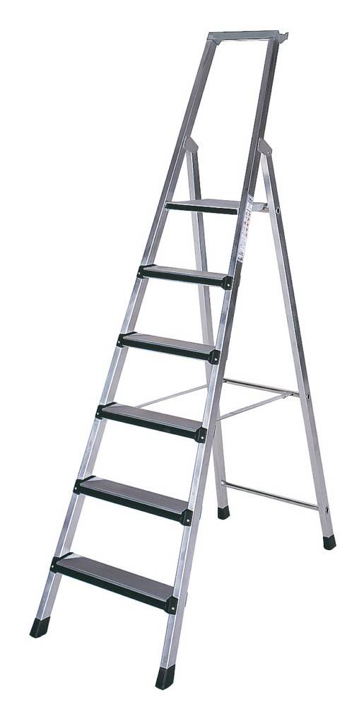 Iller Stufenstehleiter eloxiert 7 gepolsterte Stufen