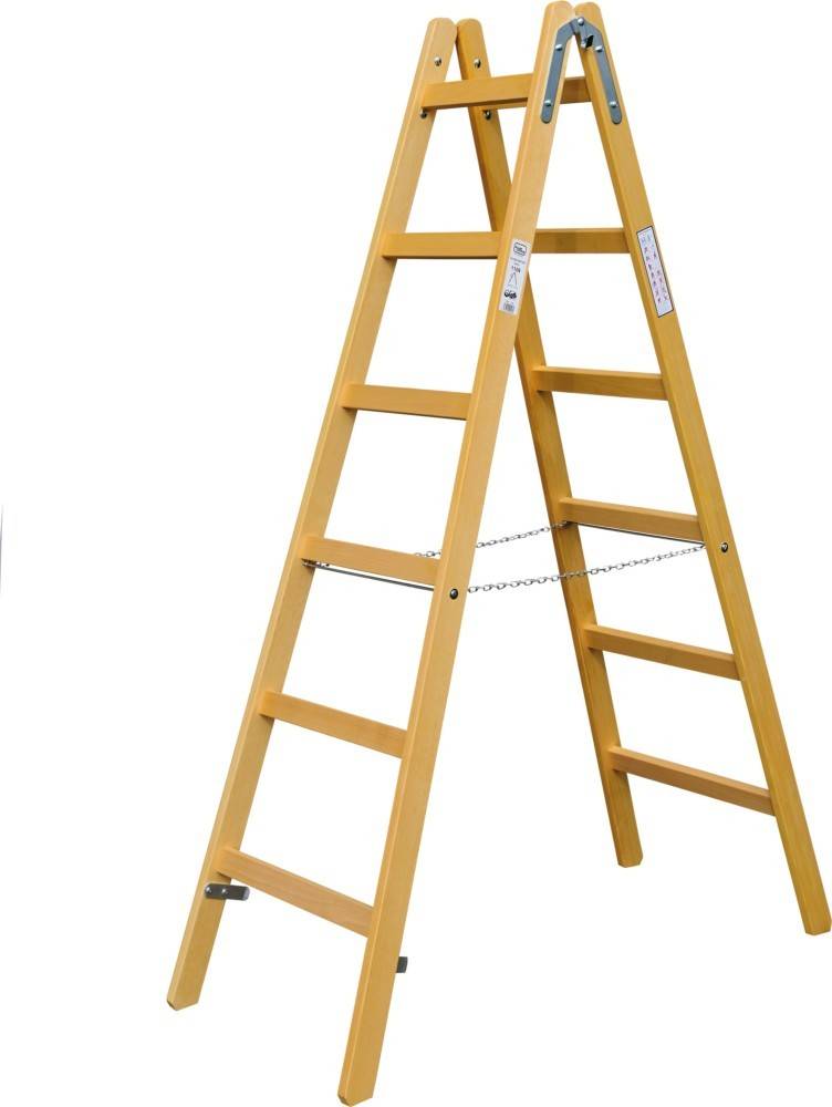 ILLER-LEITER Sprossenstehleiter Holz Classic Ind. 2x8 Sp. 1108