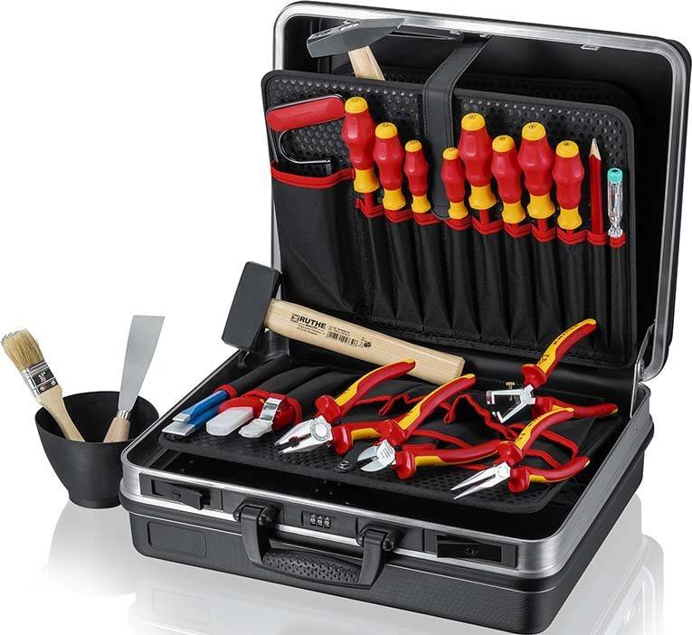 Knipex VDE-Werkzeugkoffer Elektro ** Hartschalenkoffer 002105HLS bestückt Install.Baumaterial