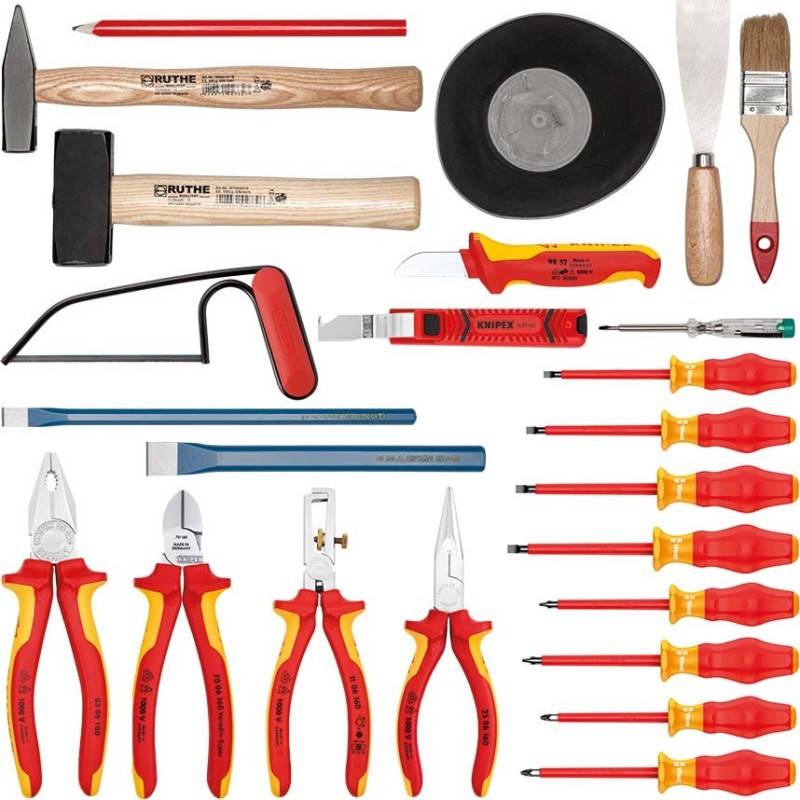 Knipex VDE-Werkzeugkoffer Elektro ** Hartschalenkoffer 002105HLS bestückt Install.Baumaterial