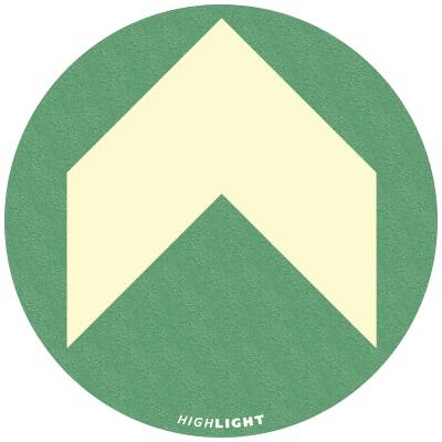 Bodenmarkierungspunkte mit Pfeil, Folie, nachleucht., 160-mcd, Ø 100 mm
