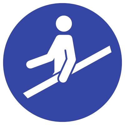 Aufkleber Handlauf benutzen ISO 7010, Folie, Ø 100 mm