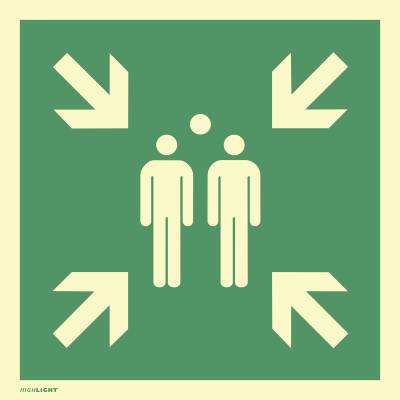 Schild Sammelstelle, ISO 7010, Alu, langnachleuchtend, 160-mcd, 300x300 mm