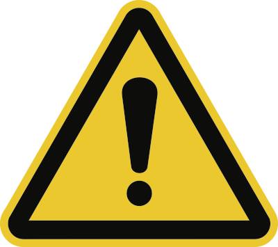 Allgemeines Warnzeichen ISO 7010 Folie selbstklebend 10 cm Seitenlänge.