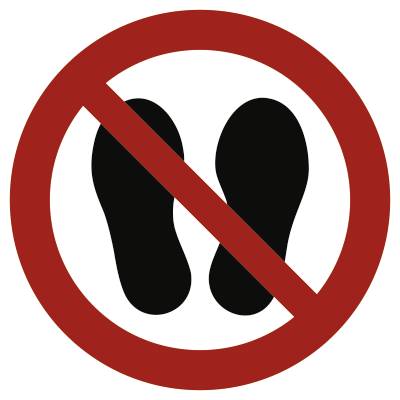 Betreten der Fläche verboten ISO 7010 Folie Ø 100 mm.