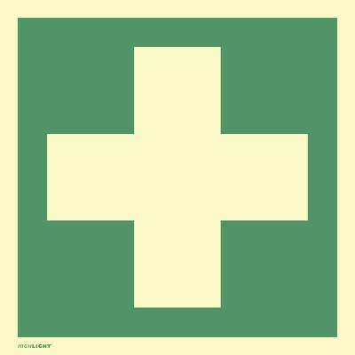 Erste Hilfe ISO 7010 Kunststoff langnachleuchtend 20x20 cm.