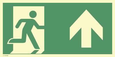 Notausgang rechts Pfeil oben ISO 7010 Kunststoff nachl. 160-mcd 400x200 mm.