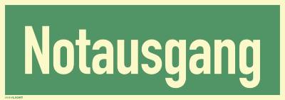 Notausgang, Textschild, Folie, langnachleuchtend, 160-mcd, 297x105 mm
