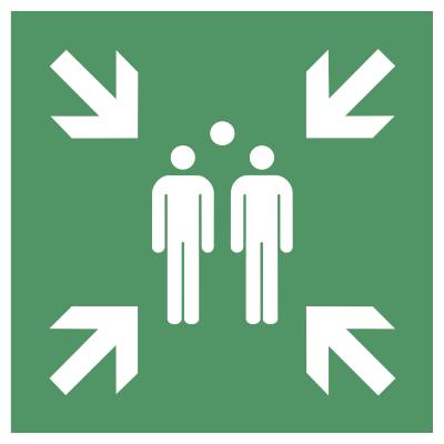 Schild Sammelstelle, ISO 7010, Alu, 600x600 mm
