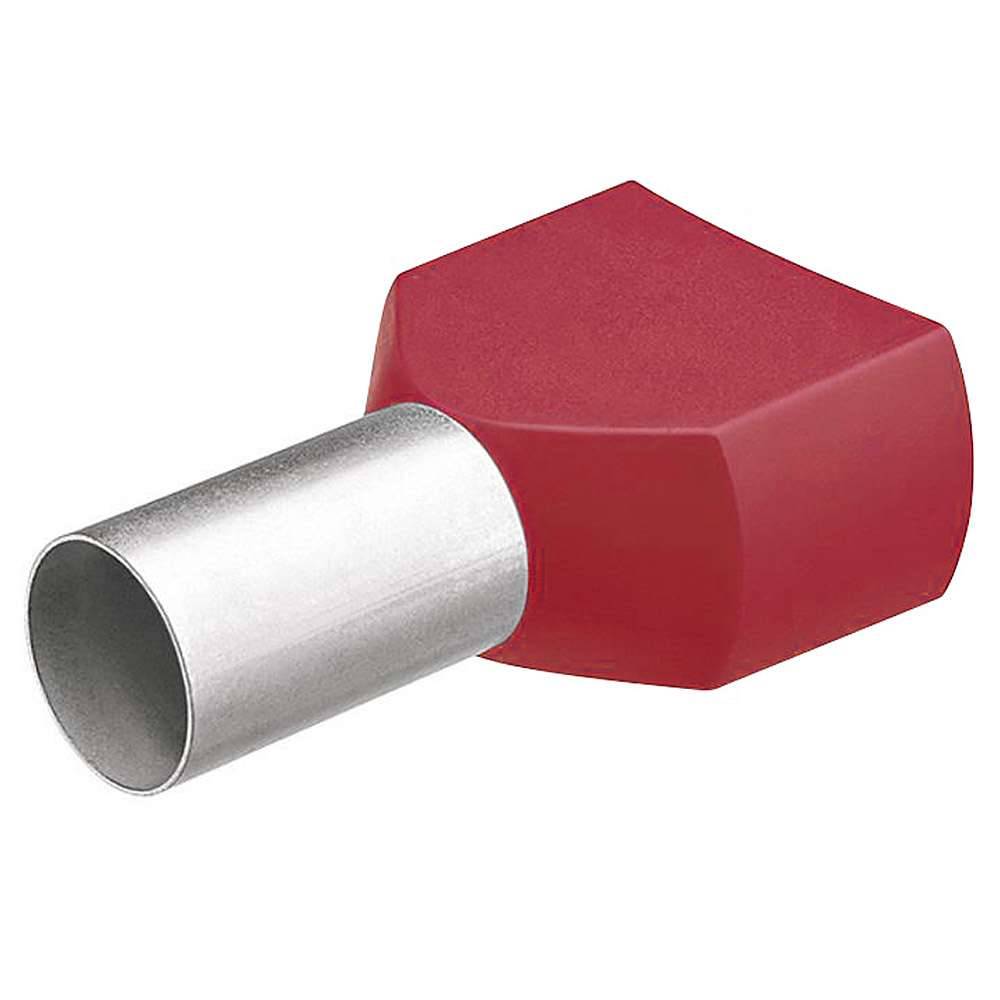 Twin-Aderendhülsen - Farbe rot - Kabel 2 x 10,00 mm² - 50 Stk.