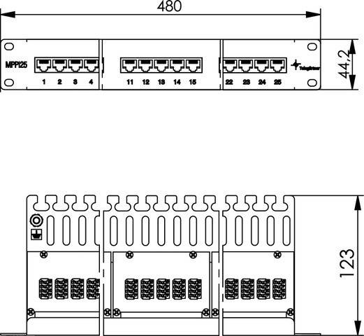 Telegärtner 19" ISDN-Panel 25-Port MPPISDN 25-H kurz