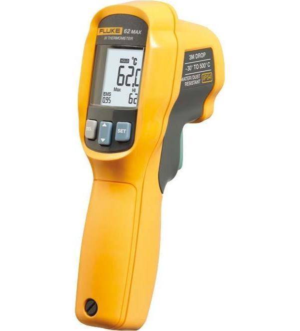 Fluke 62 MAX, F, °C, -30 - 500 °C, Gelb, -22 - 932 °F, 1,5 °C, Rechteckig