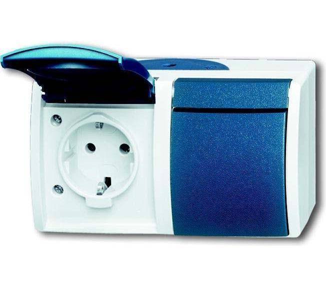 ABB 2CKA002084A0720 Schutzkontakt-Steckdose IP44 Blau-Grün, Lichtgrau (RAL 7035)