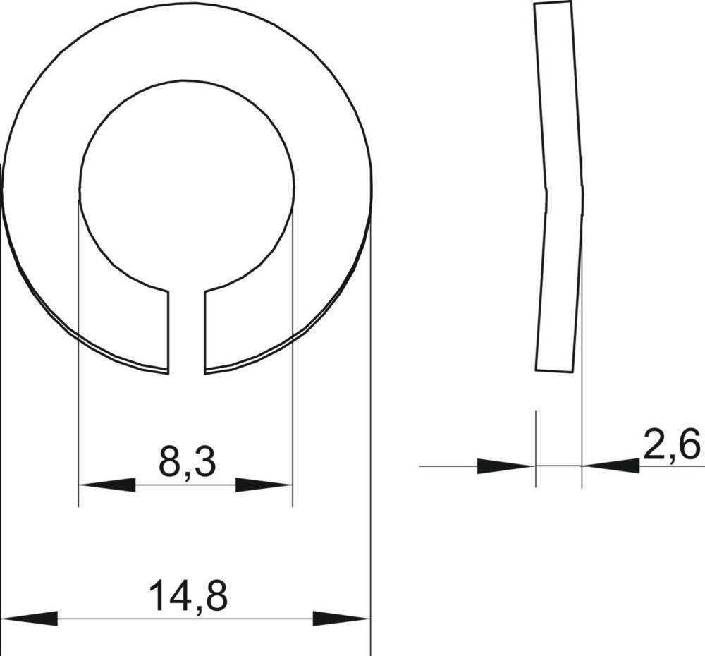 Federring 8.3 mm 14.8 mm Stahl 100 St. OBO Bettermann DIN 128 A M8 G 3405087
