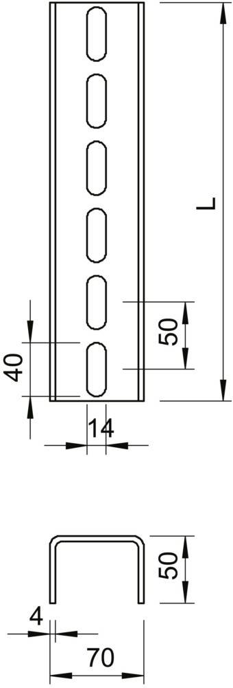 OBO Bettermann 6340113 U-Stiel (L x B x H) 700 x 70 x 50 mm 1 St.