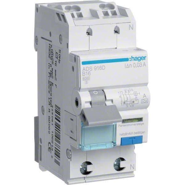 Hager ADS916D FI-Schutzschalter/Leitungsschutzschalter 2polig 16 A 0.03 A 240 V